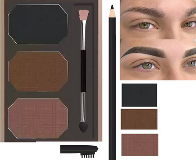 GFSU - GO FOR SOMETHING UNIQUE 3 In 1 Black and Brown Eyebrow Powder Palette(BROWN)