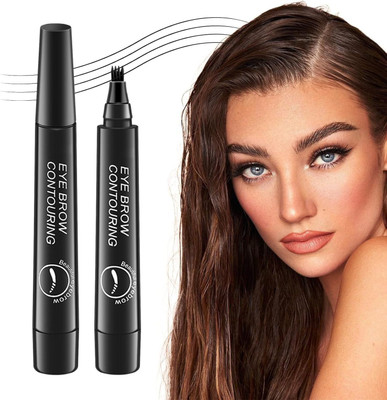 Glovasilk 4 Point Eyebrow Pencil Black, Waterproof Microblading Pen,Smudge-Proof,Long Stay(Black)