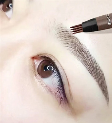 MYEONG 4 Micro-Fork Tip Brow Eyebrow Liquid Makeup Pen(Brown)