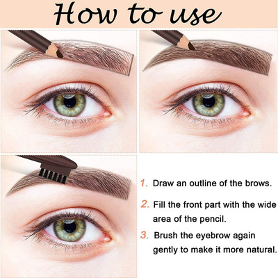 Amaryllis 3D AMAZING BROWN EYEBROW PENCIL WITH BRUSH(DARK BROWN)