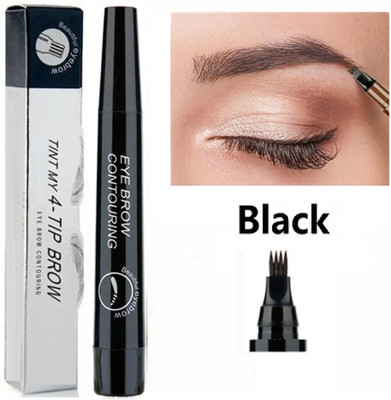 luzimaisa 4 Tip Black Eyebrow Pen Waterproof Smudge Proof(black)