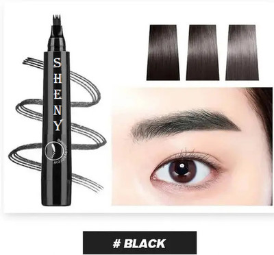 Sheny natural Eyebrow Contouring Pencil Waterproof HD Eyebrow Pen 4 Micro Fork Tip(BLACK)