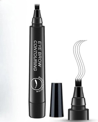 Glovasilk Black Waterproof Eyebrow Pencil, 4 Tip Microblading, Smudge-Proof & Long-Lasting(Black)