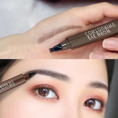 MYEONG 4 Micro Fork Eyebrow Applicator Creates Flawless Natural Brows Pencil 2.5 g(Brown)