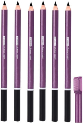 MYEONG Black 2 in 1 Matte Finish Eyebrow Pencil(Black)