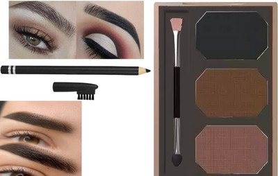 GFSU - GO FOR SOMETHING UNIQUE 3 Color Eyebrow Powder Cake Palette With 1 Brush(BLACK)