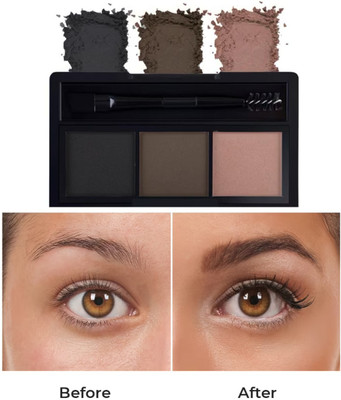 MYEONG 3 Shades Eyebrow Palette Waterproof Eyebrow Filler with Brush 14 g(MULTICOLOR)