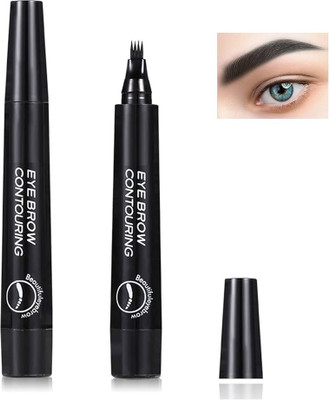 GULGLOW99 4 Fork Tip Waterproof Brow Pencil with Micro-Fork Tip, Natural Fine Stroke(BLACK)