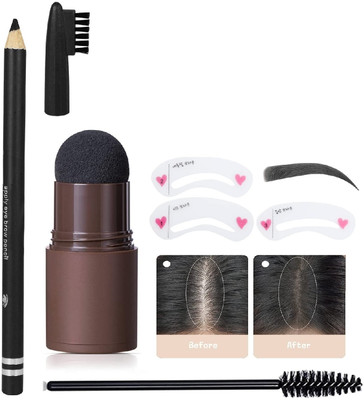 YAWI Blend Brow Pencil|Long-lasting and Hairline Powder,Hair Shading Sponge Formula(BLACK)