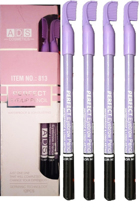 NG MART AD PERFACT EYEBROW PENCIL EYE /LIP PENCIL WATERPROOF (BLACK) PACK OF - 4(BLACK)