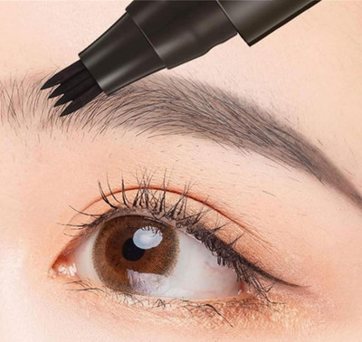 MYEONG 4 Tip Brow Pen | Brow Pencil | Eyebrow Pencil Waterproof & Lasts Upto 24hrs(Black)