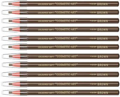 HUDAQUEEN Set of 12 Brown Eyebrow Pencil Long Lasting Smudge Proof 1818(Brown)