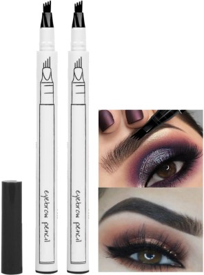 ADJD 4 Forked Natural Looking Long Lasting Fashion Eyebrow Pen(BLACK)