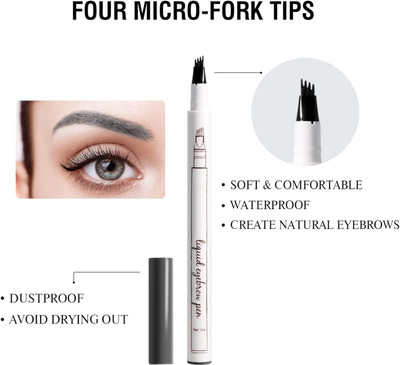 WOONGMI Waterproof Microblading Eyebrow Pencil with 4 Micro-Fork-Tip(Gray)