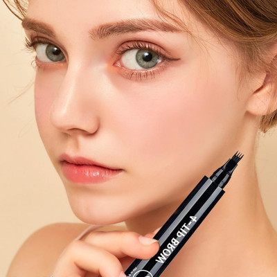 GULGLOW99 4 Point Eyebrow Pencil Black Eye Brow Tattoo Tint Pen(BLACK)