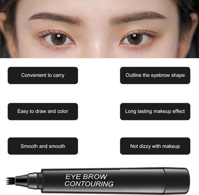 ADJD Eyebrow Pen with a 4 Micro-Fork Tip Creates Flawless Natural Looking(Black)