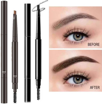 WECHARMERZ 2 In 1 Long Lasting Smudge proof Eyebrow Pencil and eyebrow Brush(Black,Brown)