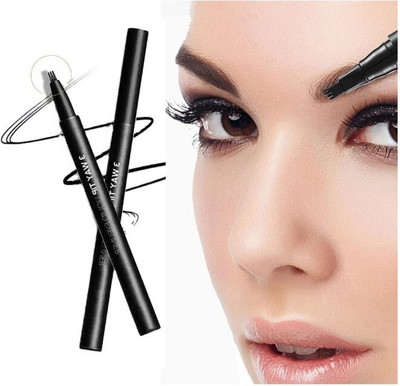 Emijun Best Easy Wearing 3 Way Tip Liquid Eyeliner Waterproof Multi Purpose Liner Pen(black)