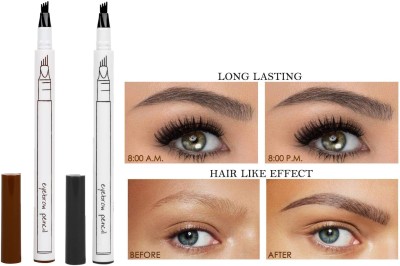 ADJD Combo Dark brown & Grey Eyebrow Pen Four Tips Long-Lasting Waterproof Brow Gel 2 ml(Dark brown, grey)