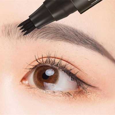 MYEONG Black Color Eyebrow Tattoo Pen Waterproof 4 Points Eyebrow Pen(Black)
