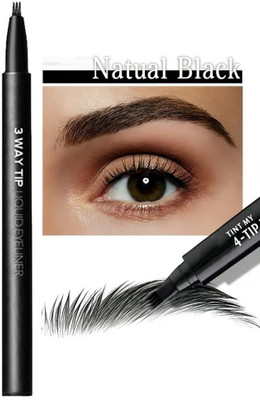 MYEONG 3 Way Eyebrow Pen Applicator Creates Flawless Natural Looking Brows Pen(Black)