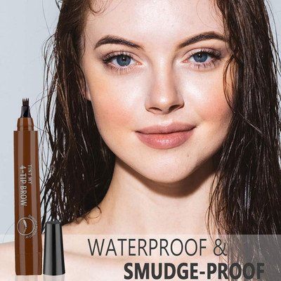 MYEONG Professional Eyebrow Tattoo Pen Waterproof 4 Points Eyebrow Pen(Brown)