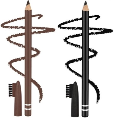Arcanuy Eye brow enhancer black & brown eye brow pencil with brush(brown, black)