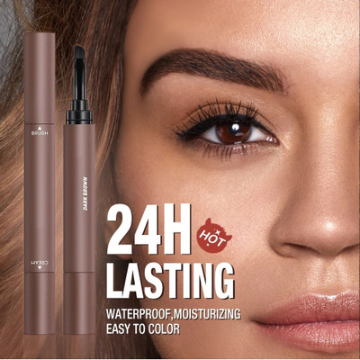 THTC BRUSH 2 IN 1 CREAMY EYE BROW BRUSH PEN(DARK BROWN)