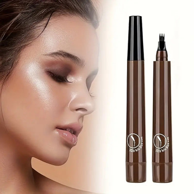 MYEONG Eye Brow Contouring Pen Waterproof Eyebrow Pen 4 Micro Fork Tip Pen 2.5 g(Brown)