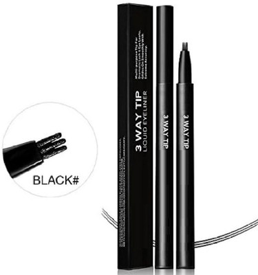 GFSU - GO FOR SOMETHING UNIQUE New 3 Way Tip Charming Black Liquid Eyeliner Pen(Black)
