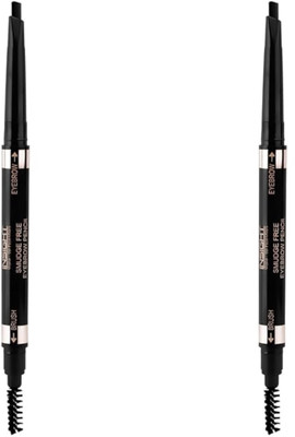 Insight Smudge Free Eyebrow Pencil with Styler For Bold & Beautiful Eyebrows (Black)(Pack of 2)