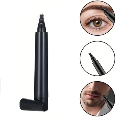 GULGLOW99 Eyebrow Liquid Makeup Pen with 4 Micro-Fork Tip Brow Stays on All Day (Black)(BLACK)