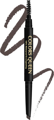 COLORS QUEEN Brow Master 2 in 1 Dual Function Eyebrow Pencil with Spoolie Brush(Brown)