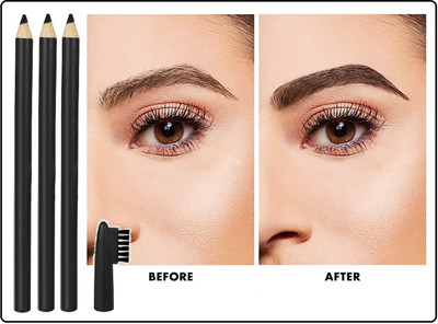 NADJA DARK BLACK EYE BROW PENCIL SMUDGE PROOF SET OF 3(BLACK)