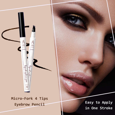 GFSU - GO FOR SOMETHING UNIQUE Jet BlackTattoo Eyebrow Pen With Four Tips Long-Lasting Waterproof(Black)