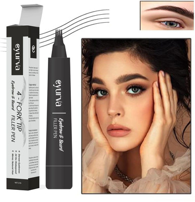 eyurva Black eyebrow contouring pen combo | Micro-Fork eyebrow pen(Black)