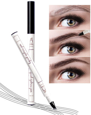 tanvi27 4 Fork Tip Eyebrow Pencil Waterproof Liquid Brow Pencil(BLACK)