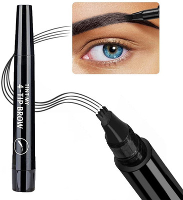 LOVE HUDA Eye brow Contouring Pencil Waterproof Eyebrow Pen 4 Micro Fork Tip Applicator(Black)
