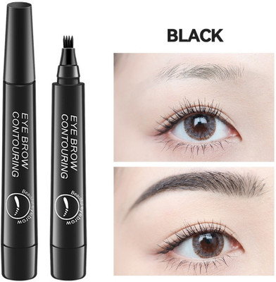 MYEONG 4 Point Eyebrow Black Fine Sketch Liquid Eye Brow Tattoo Tint Pen(Black)