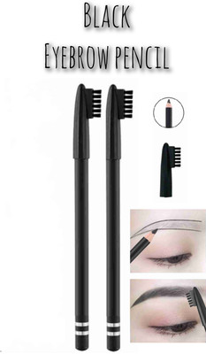 SKYBOAT BEST QUALITY LONG LASTING BLACK COLOR BRUSH PENCIL 2 PC(BLACK)