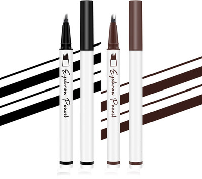 tanvi27 fine 4-Prong Eyebrow Pencil Quick-Drying(Jet Black, Brown)