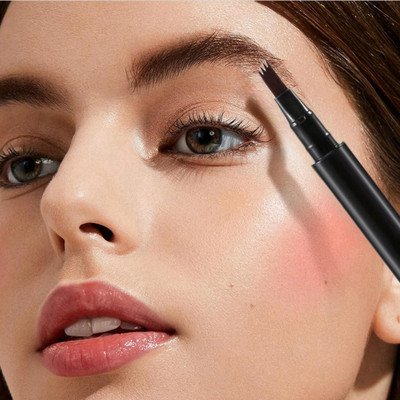 MYEONG Eyebrow Pencil Micro-Fork Tip Applicator Creates Natural Looking Brows Pen(Black)