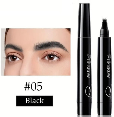 MYEONG 3D Liquid Black Shade Eyebrow Enhancing Microblade Brow Pen 2.5 g(Black)