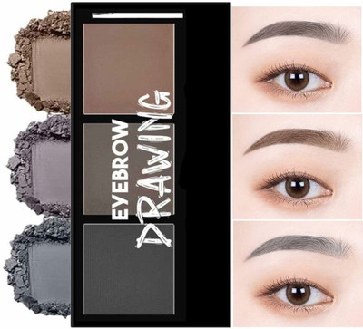 GABBU Eyebrow Drawing Palette 3 Color With 1 Brush Eyebrow Palette 7.2 g(Multi Color)