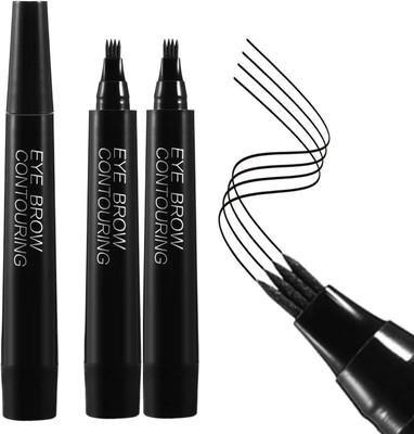 WOONGMI New Eyebrow Pen with a Micro-Fork Tip Applicator Natural Looking(Black)