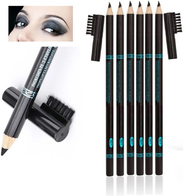 YAWI Water Proof Bold Black Eye Brow Pencil Set Of 6(Black)
