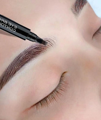 MYEONG 3 Way Tip Black Color Long-Lasting Eyebrow Pencil(Black)