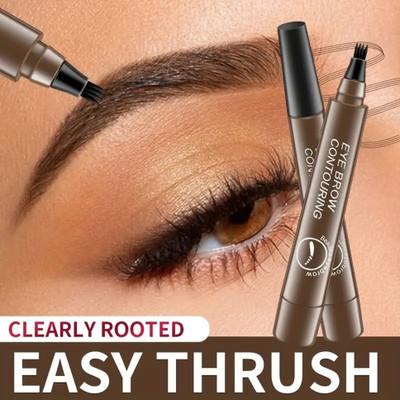 GULGLOW99 Fast Drying for Natural Long-lasting Smooth Four-Pronged Liquid Eyebrow Pencil(BROWN)
