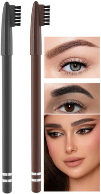 manasona Waterproof Eyebrow Pencil Black and Dark Brown(Black, Brown)