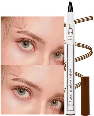 MYEONG 4 Forked Long Lasting Long Wear Natural Looking Eyebrow Pen(Brown)